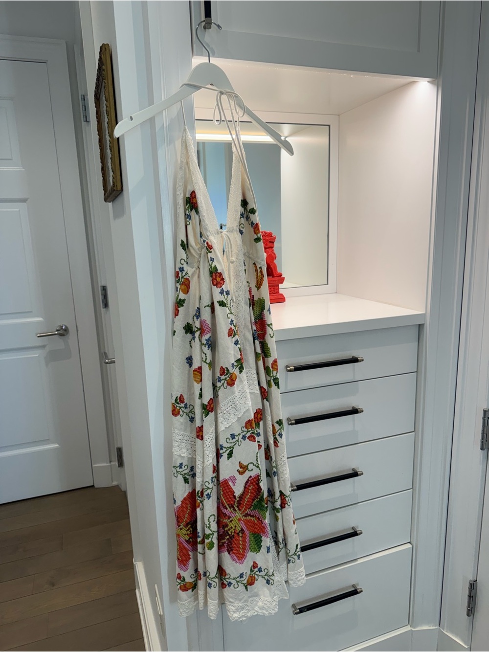 White Embroidered Floral Halter cover up - Picture 5 of 14